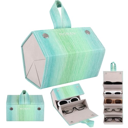 Image of Sunglasses Organizer, Portable Eyeglasses Holder Glasses Storage Box for Women Men, Folding Case Hard Shell, Gradient Design