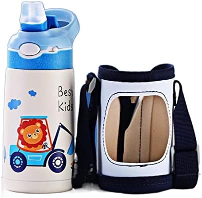 GIBOLEA 400ML Children Thermos Water Bottle Kids Thermos Mug Baby Duck Billed Straw 316 Stainless Steel Vacuum Flasks Tumbler Thermo Cup (Capacity : 400ML, Color : Blue with Bag)