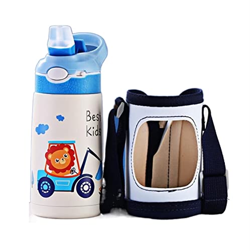 Gibolea 400Ml Children Thermos Water Bottle Kids Thermos Mug Baby Duck Billed Straw 316 Stainless Steel Vacuum Flasks Tumbler Thermo Cup (Capacity : 400Ml, Color : Blue With Bag) #TOP2