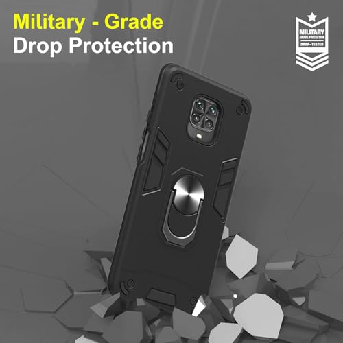 Image of amazon basics Kickstand Mobile Cover (360 Rotating Ring Holder) for Mi Redmi Note 9 Pro /Note 9 Pro Max /Poco M2 Pro (Black)