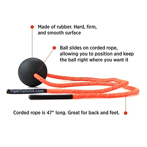 Tiger Tail Tiger Ball 2.6 Foam Roller Ball + 50” Corded Rope – Deep Tissue Massage Ball: Feet, Legs, Neck, Back – Trigger Point Massage Therapy – Relieve Muscle Soreness – Muscle Recovery #TOP2