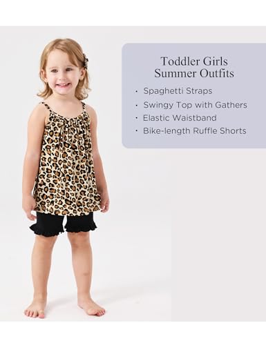 Image of Toddler Kid Girls Summer Outfits Sleeveless Shirt and Ruffled Shorts Set, Viscose from Bamboo