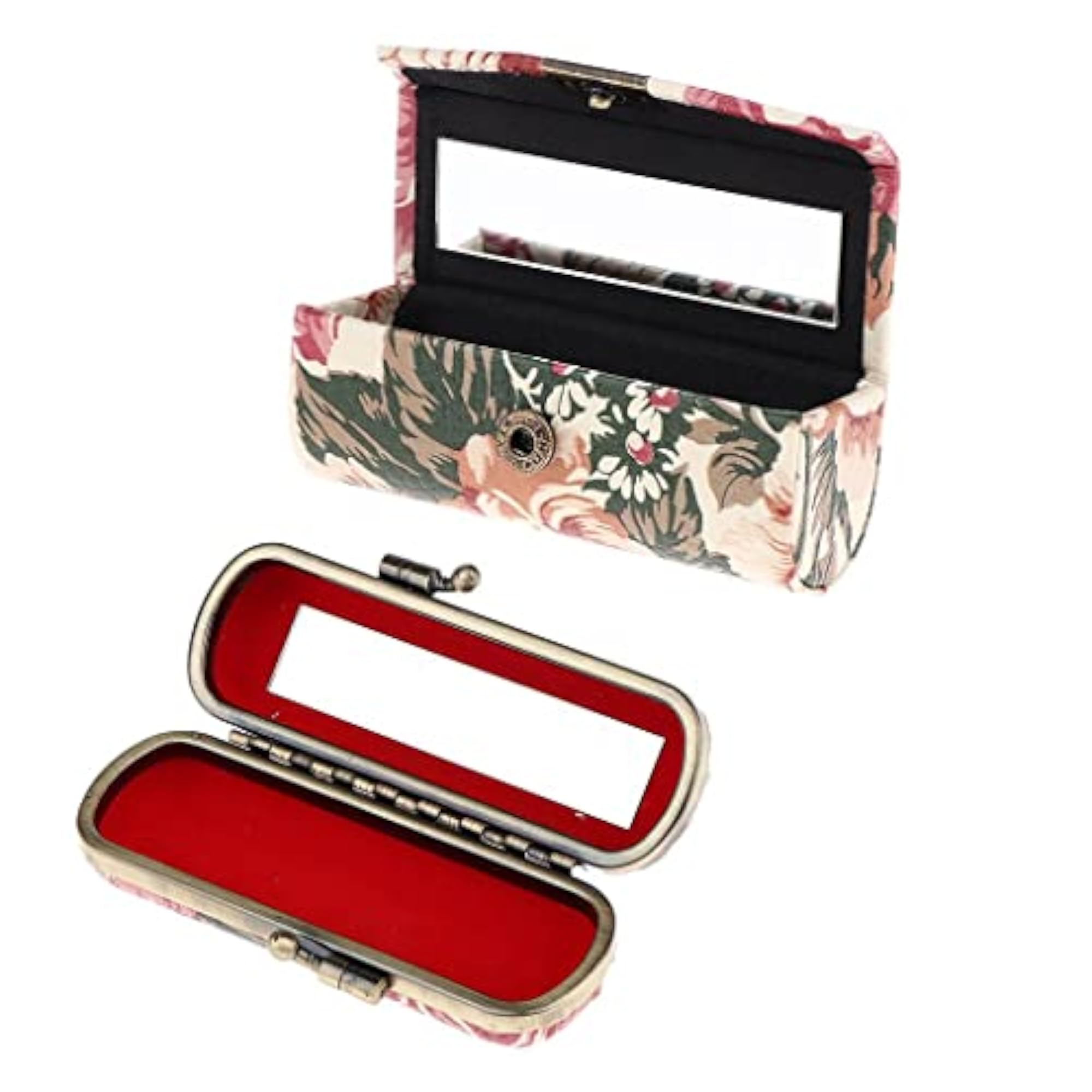 Peony Lip Gloss Holder PU Lipstick Storage Case with Mirror