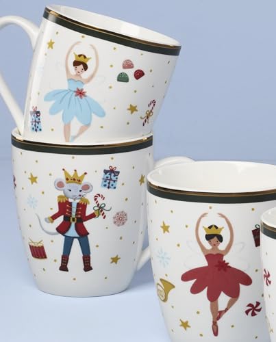 Set de 4 tazas de porcelana Nutcracker Ballet 13 oz miniatura 3