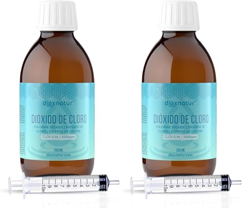 Dioxyde de Chlore 3000 ppm CDS pour purification de l'eau en bouteille verre 2x250ML
