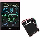 Lousa Mágica Digital Infantil 12' Polegadas Multicolorido Tablet Infantil Lcd Para Escrever e Desenhar (Rosa)