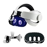 JDGPOKOO 2イン1アクセサリーセット Meta Quest 3用 調節可能なエリートヘッドストラップ シリコンシェル保護カバー付き 快適ストラップヘッドセット VRアクセサリーセット Oculus Quest 3対応