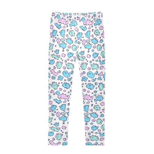 ZZKKO Girls Leggings Cute Dinosaur Cartoon Abstract Toddler Girls Clothes Leggings for Girl Toddler Girl Trousers