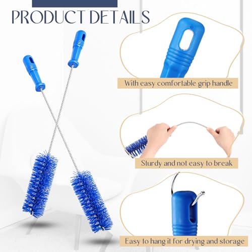 Image of Baderke 2 Pcs Drain Brush Pipe Cleaning Tube Brush, Blue, 19.7 x 2 Inch