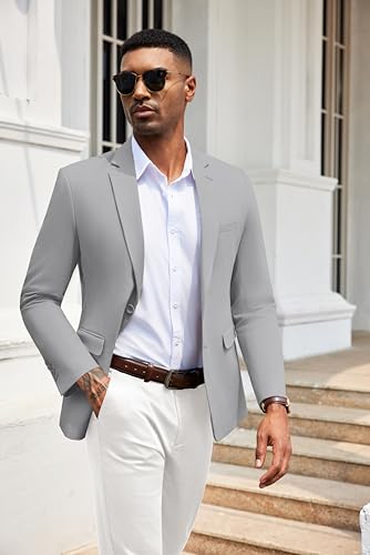 COOFANDY Men's Herringbone Blazer Slim Fit Cotton Sport Coats Two Buttons Casual Suit Jacket3