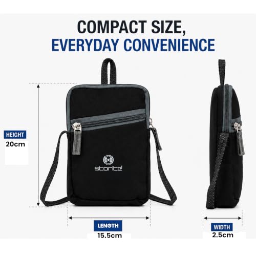 Image of Storite Travel Sling Bag for Men & Women, Black | Durable Fabric, Compact Design, Adjustable Strap, Comfortable Carry, Travel, Office, Hiking, Passport Carry