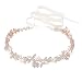 Ammei Rose Gold Vintage Bridal Crystal Headbands Wedding Headpieces Hair Pieces For Bride Bridesmaids Flower Girl Prom Hair Accessories With Ivory Ribbons Hair Vines