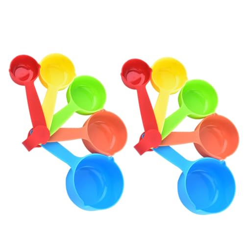 Garneck 10pcs Stackable Measuring Jugs Set Multi-purpose Measuring Cups Spoons for Baking Cooking Liquid Solid Ingredients Random Colors
