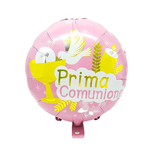 ZENZERO® - PALLONCINO per FESTA Prima Comunione - In Mylar o in lattice - per Elio o Aria - disponibili OFFERTE singole o in Set. Prodotto Selezionato: (Calice, Cero e Colomba in Mylar ROSA 1pz)