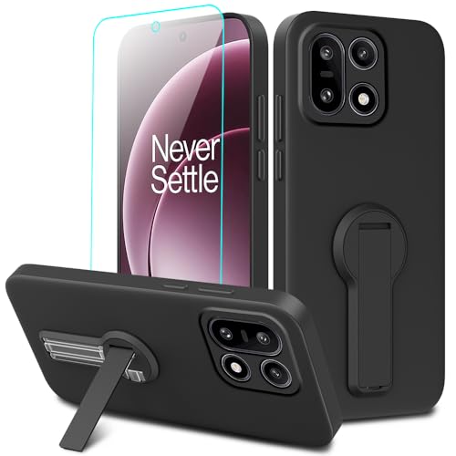 Nijiadi Compatible for Oneplus 15 Phone Case with Screen Protector, 360° Rotatable Folding Hidden Kickstand/Stand Silicone TPU Protective Cover Case for Oneplus 1+ 15 5G 2025 - Black - image 1