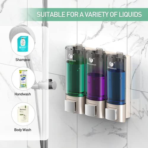 Shampoo And Conditioner Dispenser 200Mlx3 Chamber Bathroom Shower Soap Dispenser No Drill Adhensive Wall Mount Bath Body Wash Dispensers #TOP1