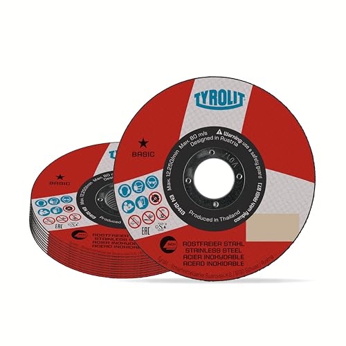 TYROLIT BASIC Super-Thin Cut-Off Wheel for Stainless Steel - 115mm Metal Cutting Discs - Angle Grinder Discs - 115 x 1.0 x 22.23 mm - 25-Pack