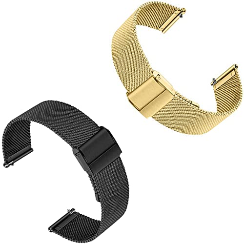 2�� �N�C�b�N�����[�X���v�o���h 10 12 14 16 17 18 19 20 21 22MM �~���l�[�[���b�V�����b�V���D�胁�^�����v�X�g���b�v �����[�X�����p�X�}�[�g�E�H�b�`�X�g���b�v (Color : Black+Gold, Size : 17MM