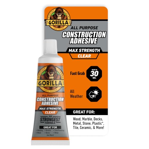 Gorilla Max Strength Construction Adhesive, Clear...