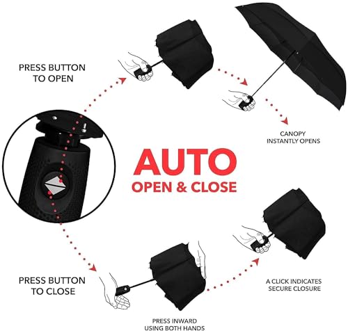 Image of Rylan Automatic Open Travel with Wind Vent, big size for men, for girls, for rain,Windproof Large for Man,Women(Black)