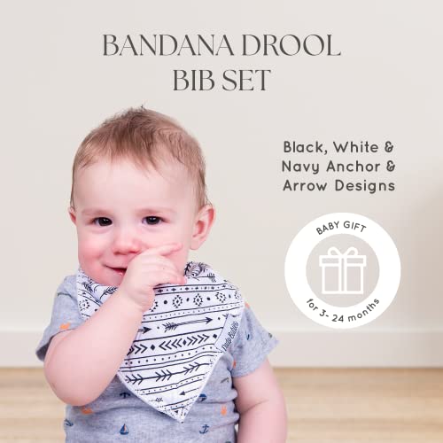 Dodo Babies Bandana Drool Bib Set – Four 100% Cotton Bibs With Soft Polyester Lining, 2 Pacifier Clips, Binky Case, Navy Dot Gift Bag For Baby Girl Or Boy Shower – Adjustable Snap Fit For 3-24 Months #TOP1