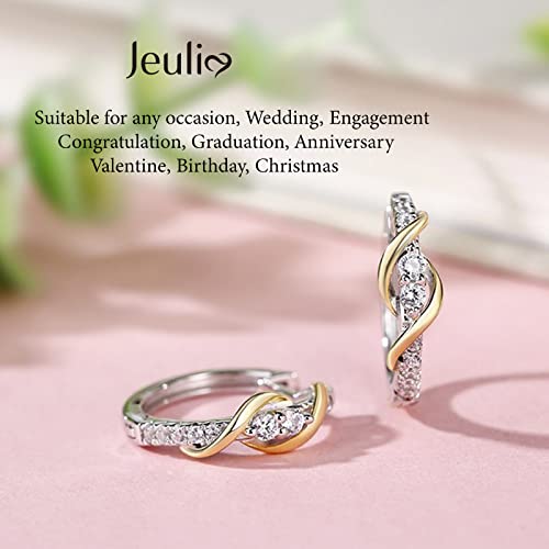 Jeulia 925 Sterling Silver Small Hoop Earrings Round Cut White Diamond Endless Stud Earrings hypoallergenic Earrings for Women Valentine Birthday Festival Gift4