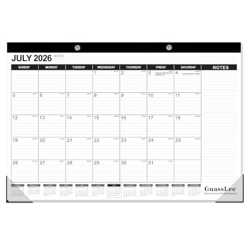 Image of GuassLee Extra Large Desk Calendar 2026, 19 Months Jumbo Desk /Wall Calendar from Jun. 2026 through Dec. 2027, 30 x 20 Inches Hanging Planner with Julian Date, Notes for Home School Office Organizing