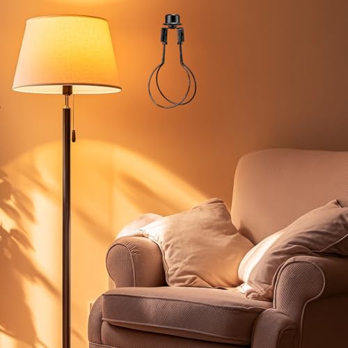 Image of Honoson 2 Pcs Bulb Lamp Shade Light Bulb Clip Adapter Includes Finial and Lampshade Levellers for Replacement (Black and Gold)