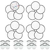 YEAHACLUB 20PCS Foldable Flying Disc Fans with Bags, 9.8'' DIY Handheld Black Egde Fabric Folding Fan for Outdoor Game Activities Birthday Party Favors Gifts, White