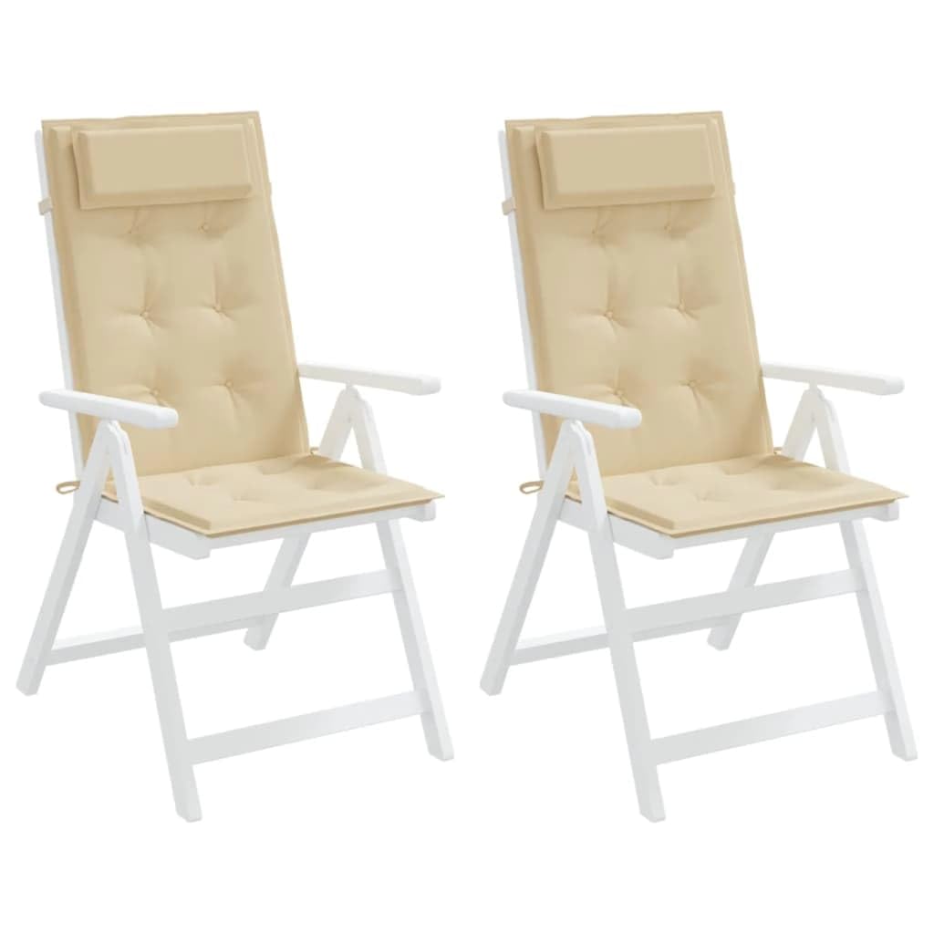 Hochlehner-Auflagen 2er Set Beige Oxford Gewebe 120x50x3 cm wasserabweisend für Gartenstuhl Balkon Esszimmerstuhl Sitzkissen Outdoor Loungekissen