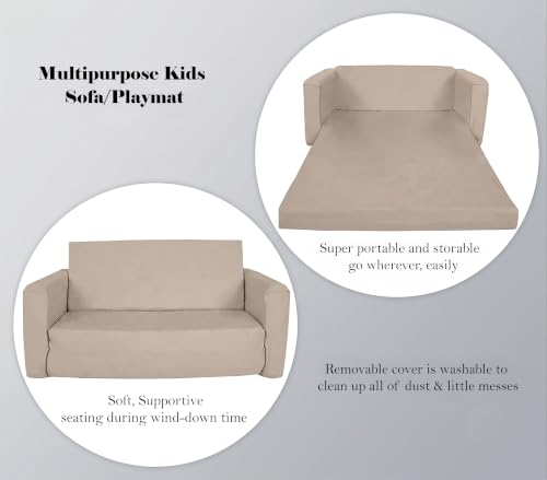 Image of Baby /Couch /Playmat /Three Layers of Folding Kids Sofa /Armchair Flip Open Plush Foldable Mini /Foldable Sofa Cum Bed Chair for 6-60 Months (Upto 5 Years Kids) (Sofa -Skin)