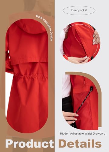 Rain Jacket Women Waterproof Long Raincoat Hood Lightweight Windbreaker Outdoor Coat4