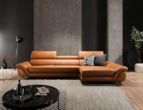 Image of Fabrique Matura Leatherette Lsahpe 4 Seater Diligent Sofa Set | Living Room Bedroom Office & Home | Premium Luxuries Comforatble Soft & Smooth | Easy to Move With Moveable Headrest | Honey Brown | LHS