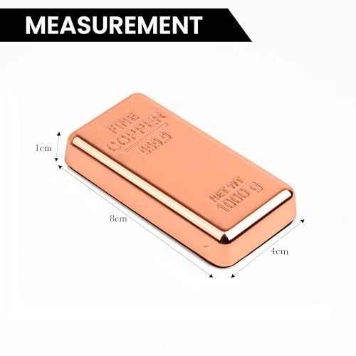 Image of ZAHEPA Realistic Metal Copper Bar Paperweight for Office Table, Fake Copper Biscuit Paper Weight Table Decoration, Prop for Jewellery Shop & Heist Theme, Unique Gift for Home & Office (Pack of 1)