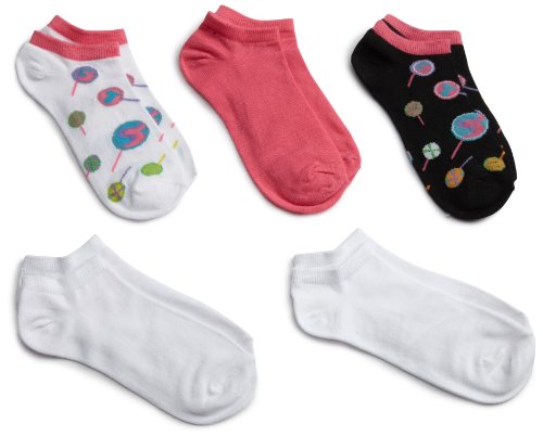 Fruit Of The Loom Big Girls' 5 Pack Flat Knit Low Cut Socks With Honey Comb