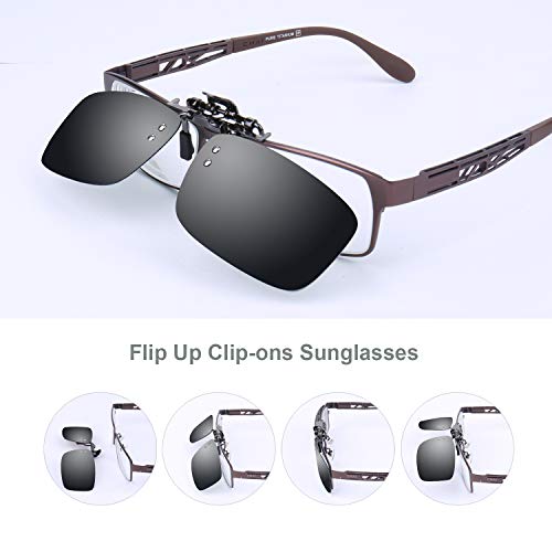 Besgoods Clip On Sunglasses Over Prescription Glasses Polarized Flip Up Metal Clip Men Women Unisex Driving Fishing Outdoor Sports