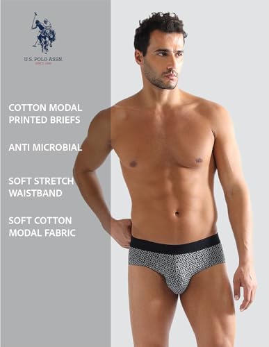Image of U.S. Polo ASSN. Men PB005 Cotton Modal Printed Premium Underwear Brief -Pack of 1