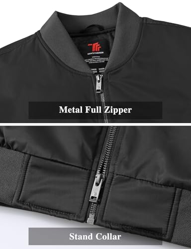 Image of TBMPOY Men's Winter Bomber Jacket Warm Fall Casual Flight Windbreaker Padded Coats Full Zip Stylish Varsity