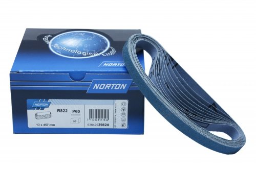10 Stück NORTON Schleifbänder 13 x 457 mm Korn 120 Zirkon Cover