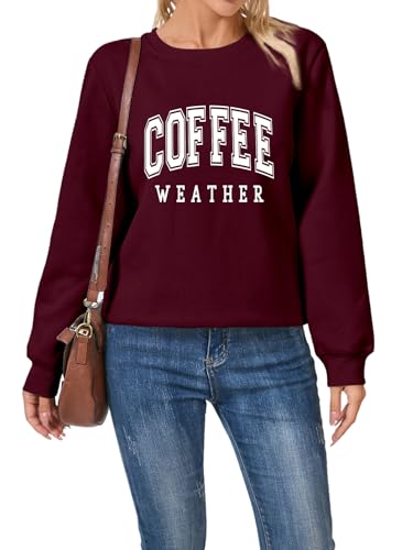Coffee Weather Sweatshirt Women's Coffee Lover Trendy Shirt Cozy Season Sweatshirts Crewneck Fleece Pullover3