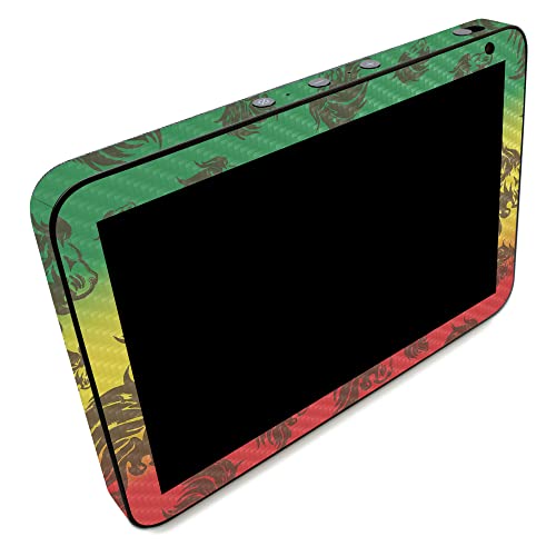 Image of MightySkins Carbon Fiber Skin Compatible with Amazon Echo Show 8 (Gen 2) - Rasta Lion | Protective, Durable Textured Carbon Fiber Finish | Easy to Apply | Made in The USA