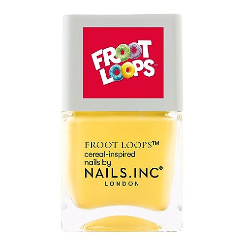 Nails Inc x Froot Loops™ FEELING FRUITY Fruity Scented, Neon Yellow, Vibrant Colours, Glossy Finish, No Chip, Long Lasting, Quick Dry, Air Dry, Cruelty Free, Vegan, Nail Polish, 14 ML