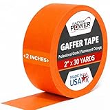 Gaffer Power Proudly Made in The USA, Real Professional Grade Gaffer Tape, Heavy Duty Gaffers Tape, Non-Reflective, Multipurpose. 2 Inches x 30 Yards, Fluorescent Orange
