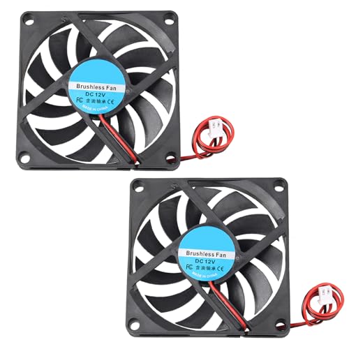 Jopto 2 piezas ventiladores de refrigeración silenciosos sin escobillas 80 x 80 x 10 mm 8010 DC 12V con terminal de 2 pines para impresora 3D ordenador PC carcasa CPU sistema de disipador de calor