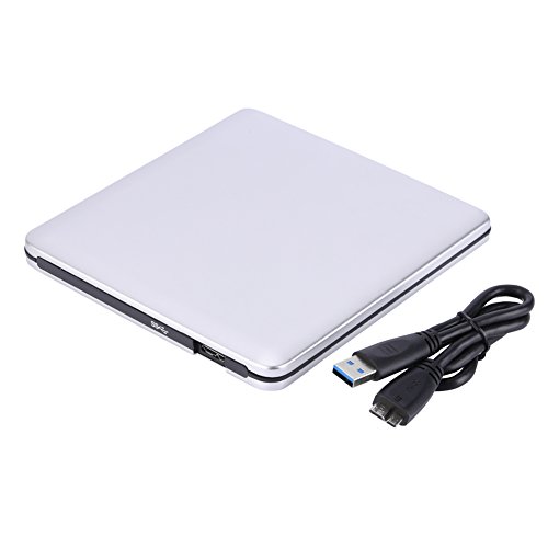 Unità CD DVD Esterna Portatile USB3.0 Masterizzatore Bluray Masterizzatore Masterizzatore CD DVD CD-RW Sottile per Laptop Notebook PC Compatibile con Mac e Win 98SE ME 2000 XP 7 8 10(D argento)