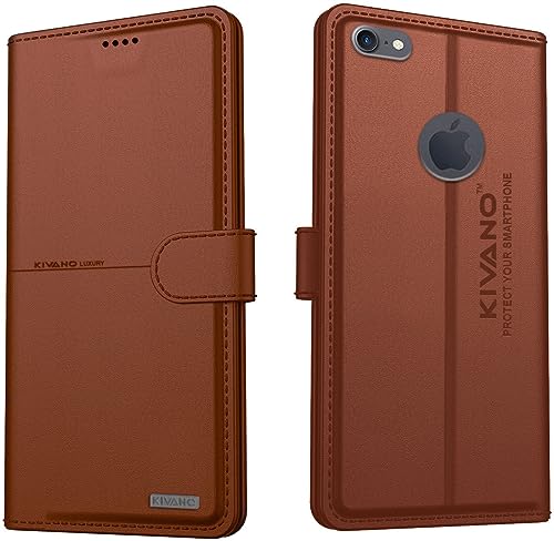 Image of Compatible with Apple iPhone 7 Flip Cover | Leather Finish | Inside Pockets & Inbuilt Stand | Shockproof Wallet Style Magnetic Closure Back Cover Case
