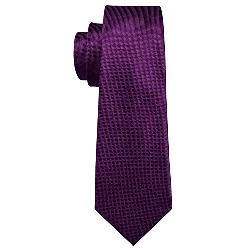 Image of Barry.Wang Plain Men Silk Ties Extra Long Satin Necktie for Wedding Business Handkerchief Cufflinks Set Solid Colors