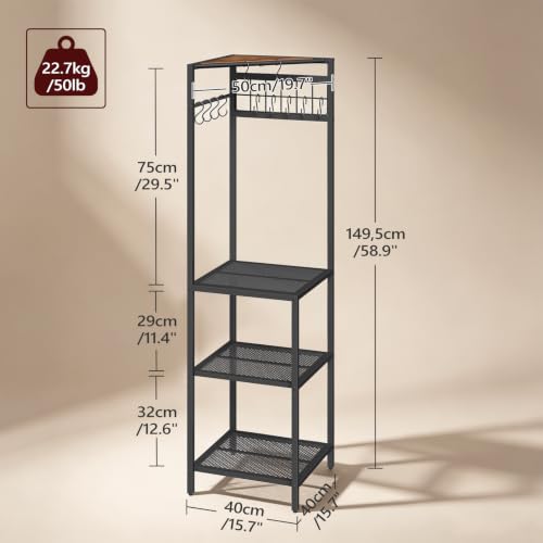 MAHANCRIS-4-Tier-Pots-and-Pans-Organizer-with-10-Hooks-for-Kitchen-Corner-Pots-Rack-Cookware-Stand-for-Kitchen-Dining-Room-Pantry-Rustic-Brown