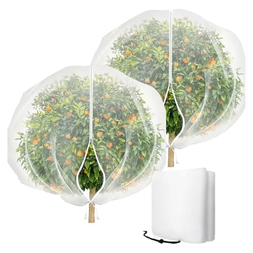 Miosugo Red de protección contra insectos, pájaros, árboles frutales, con cremallera y cordón, adecuada para árboles frutales, arándanos y tomates, protección contra pájaros, animales e insectos (3 x