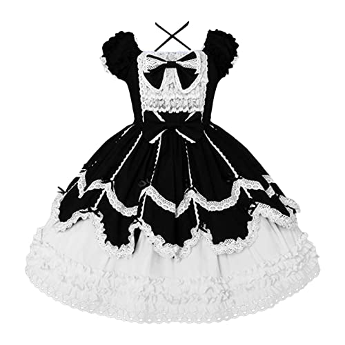 Robe d'été courte gothique pour femmes avec dentelle et volants